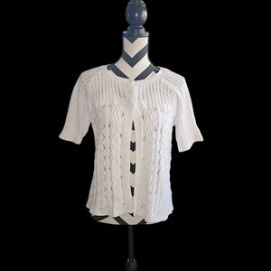 Croft & Barrow Cream Openwork Knit Top